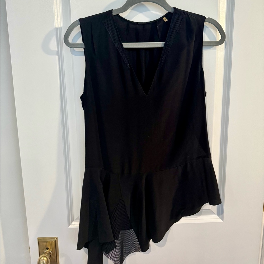 Elie Tahari Silk Black Asymmetrical Blouse